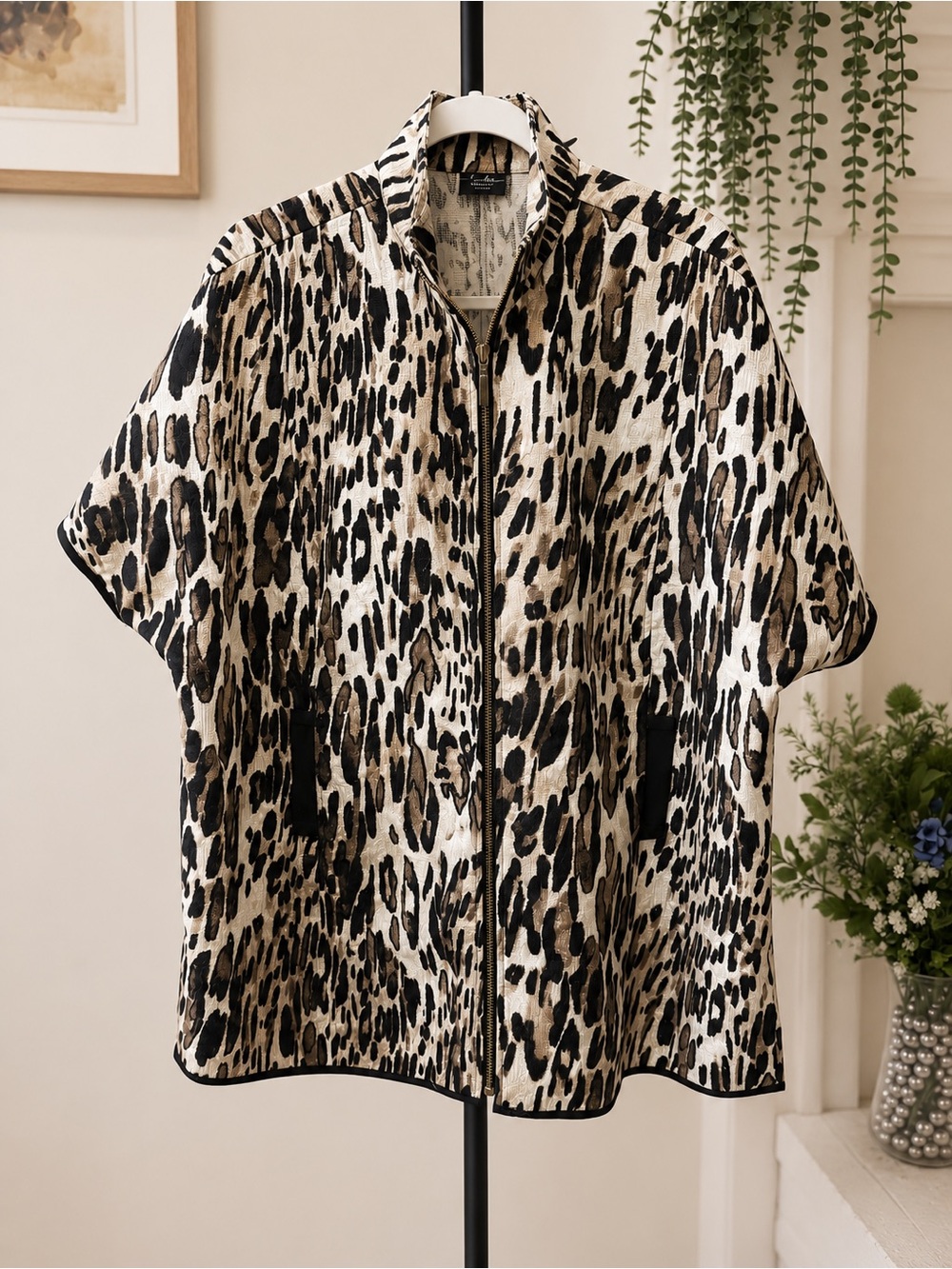 Chico's Travelers Collection Black and White Animal Print Jacket